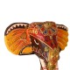 Hand Painted Wooden Elephant Face Wall Piece - Brown