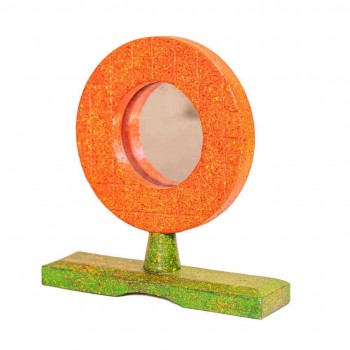 Round Table Mirror Show Piece For Home Decor - orange