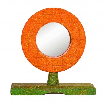 Round Table Mirror Show Piece For Home Decor - orange