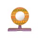 Round Hand Painted Table Mirror Show Piece For Home Decor - Yellow Round Hand Painted Table Mirror Show Piece For Home Decor - Yellow