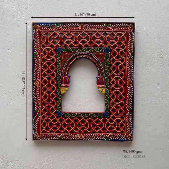 Hand Painted Jharokha - Red