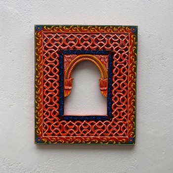 Hand Painted Jharokha - Orange