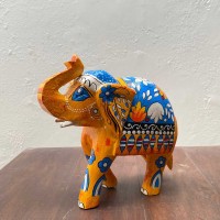 Hand painted Elephant showpiece - Blue/Yellow Hand painted Elephant showpiece - Blue/Yellow