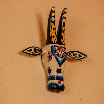 Hand Painted Wooden Cow Face in White/Black