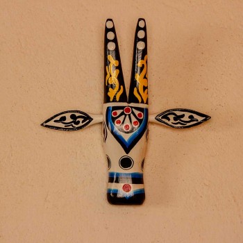 Hand Painted Wooden Cow Face in White/Black