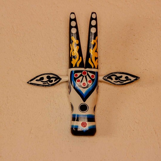 Hand Painted Wooden Cow Face in White/Black