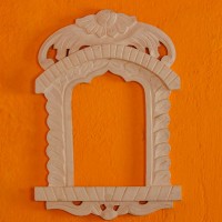 White wooden hand carved jharokha frame 16 inch traditional wall decor