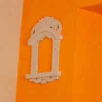 White wooden hand carved jharokha frame 16 inch traditional wall decor