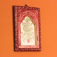Red & White Hand Painted Wooden Jharokha Panel Hand painted red and white wooden jharokha wall panel 12 inch