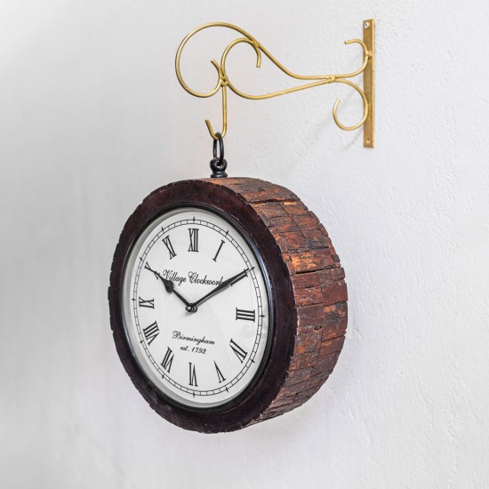 Railway Clock - Sleeper Wood - Medium