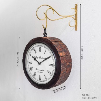 Railway Clock - Sleeper Wood - Medium