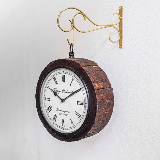 Railway Clock - Sleeper Wood - Large Railway Clock - Sleeper Wood - Large