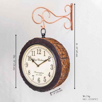 Railway Clock - Coconut Shell Top Dia 10 inches