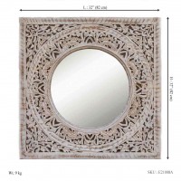 White Distressed Carved Wall Panel Mirror Frame ht 32 inches