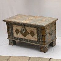 Treasure Box / Pitara Grey - White Rustic Finish Brass Art