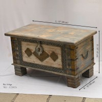 Treasure Box / Pitara Grey - White Rustic Finish Brass Art