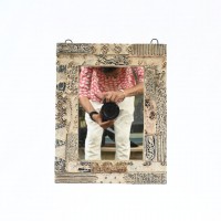 Distressed White Wooden Mirror Frame with Fine Hand Carving 15 Inch