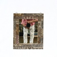 Distressed White Wooden Mirror Frame with Fine Hand Carving 18 Inch