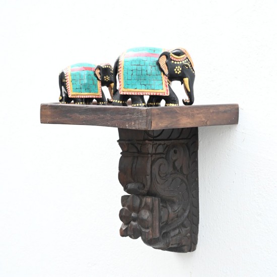 Timeless Wooden Hand Carved Wall Shelf 11"