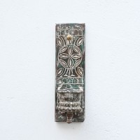 Distressed White Vintage Wooden Carved Wall Candle Holder