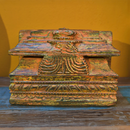 Distressed Vintage Wooden Carved Treasure Box Distressed Vintage Wooden Carved Treasure Box