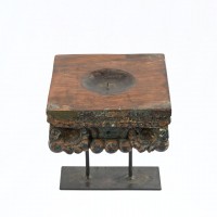 Vintage Wooden Carved Candle Holder with a stand