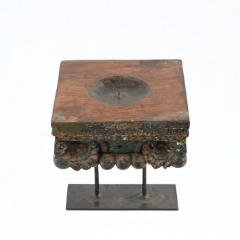 Vintage Wooden Carved Candle Holder with a stand