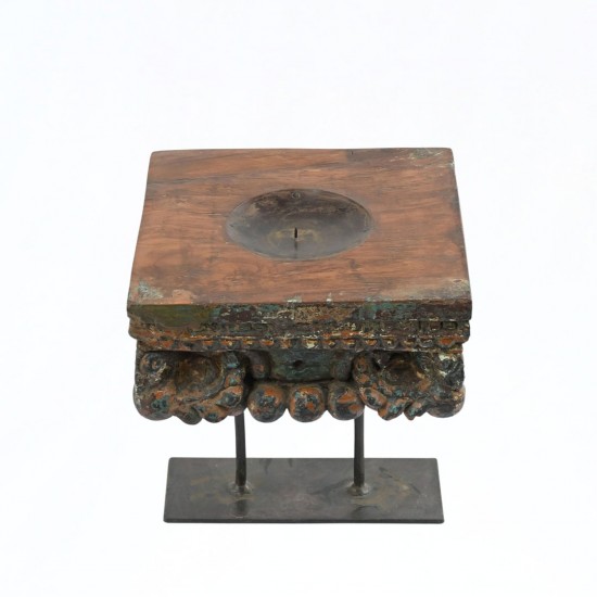 Vintage Wooden Carved Candle Holder with a stand