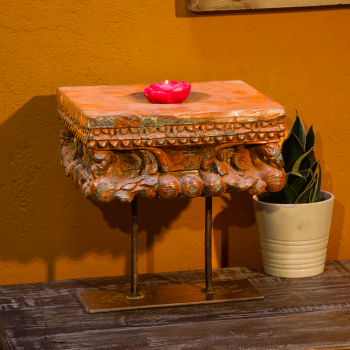 Vintage Wooden Carved Candle Holder with a stand