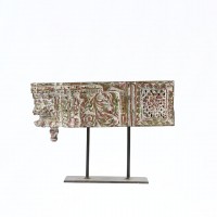 Distressed White Vintage Wooden Carved Candle Holder with a stand
