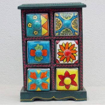 6 Drawers Ceramic drawers Mini Chest Painted