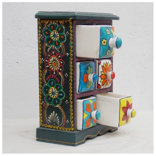 6 Drawers Ceramic drawers Mini Chest Painted