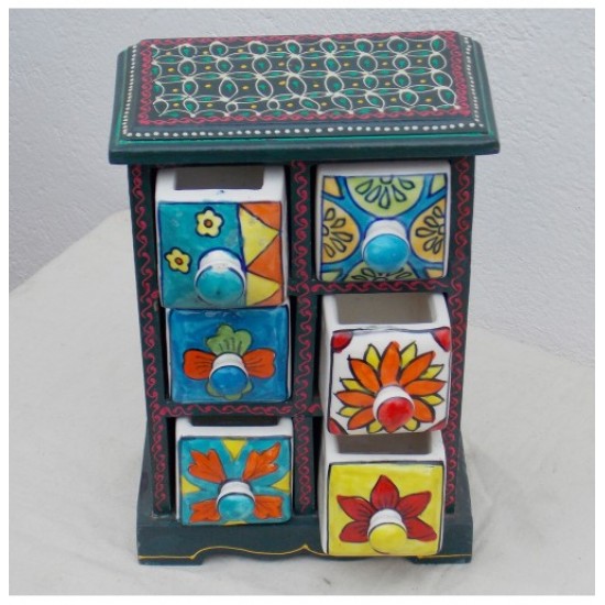 6 Drawers Ceramic drawers Mini Chest Painted