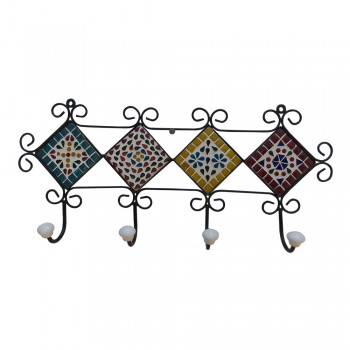 Ceramic Iron Craft Four Hooks Hanger - Assorted