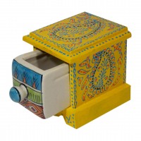 Single Ceramic Drawer Wooden Mini Chest - Assorted Colours