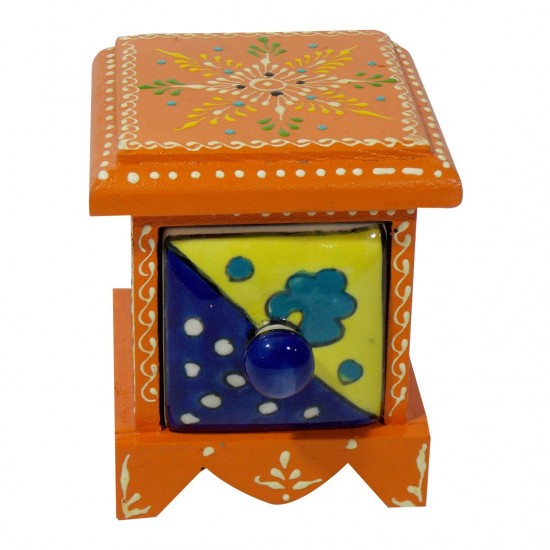 Single Ceramic Drawer Wooden Mini Chest - Assorted Colours Single Ceramic Drawer Wooden Mini Chest - Assorted Colours