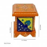 Single Ceramic Drawer Wooden Mini Chest - Assorted Colours