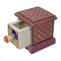 Single Ceramic Drawer Wooden Mini Chest - Assorted Colours