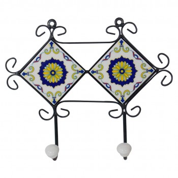 Ceramic Iron Craft Two Hooks Hanger - Assorted Ceramic Iron Craft Two Hooks Hanger - Assorted