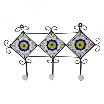 Ceramic Iron Craft Three Hooks Hanger - Assorted Ceramic Iron Craft Three Hooks Hanger - Assorted