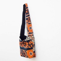 Floral Elegance Bag, Orange And Black