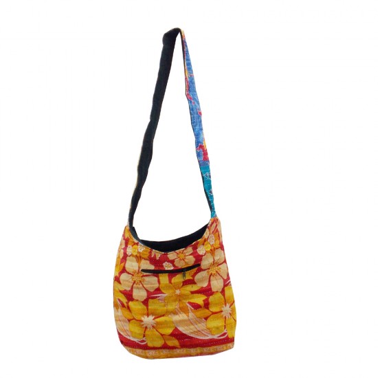 Floral Elegance Bag, Mustard And Red