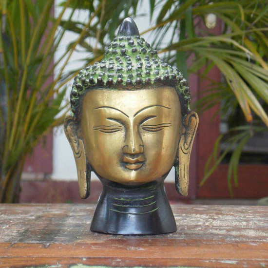Brass Buddha Head Green Brass Buddha Head Green
