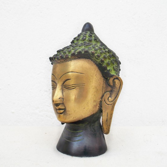 Brass Buddha Head Green Brass Buddha Head Green