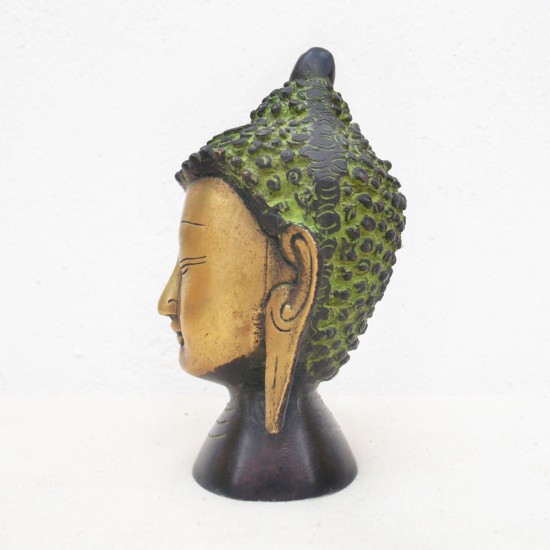 Brass Buddha Head Green Brass Buddha Head Green