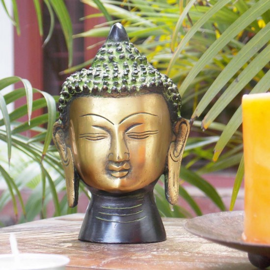 Brass Buddha Head Green Brass Buddha Head Green