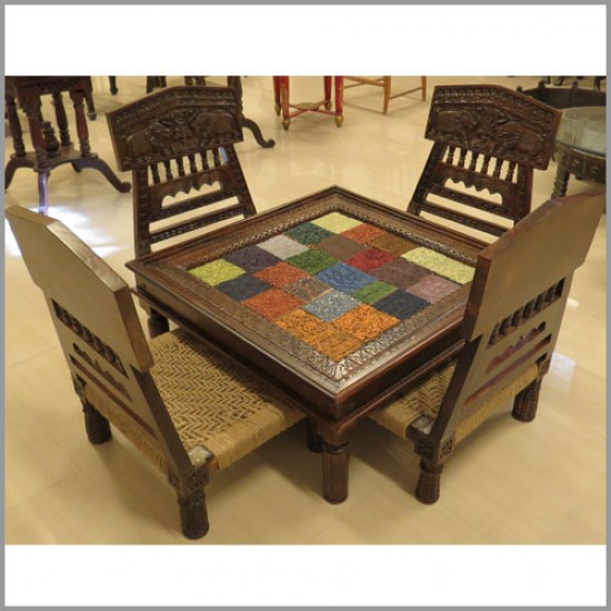 Elephant Low Seter Four Chairs with Table Elephant Low Seter Four Chairs with Table