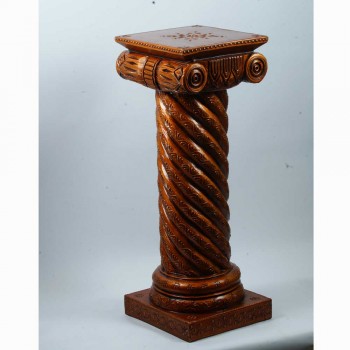 Antique Mettalic Twisted Rope Wooden Pillar 24 Inch