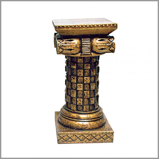 Antique Mettalic Checks Wooden Pillar 24 Inch Antique Mettalic Checks Wooden Pillar 24 Inch