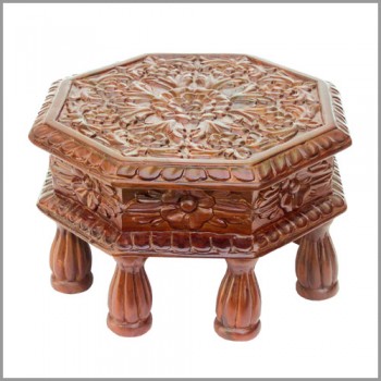 Wooden Carved Polished Bajot 12 x 12 Inches